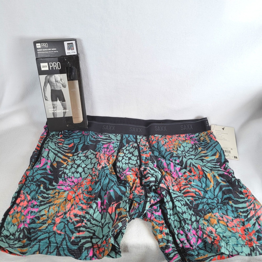 SAXX Mens Boxer Brief Quest Quick-Dry Mesh Pro 6" Ballpark Pouch Size XXL Black